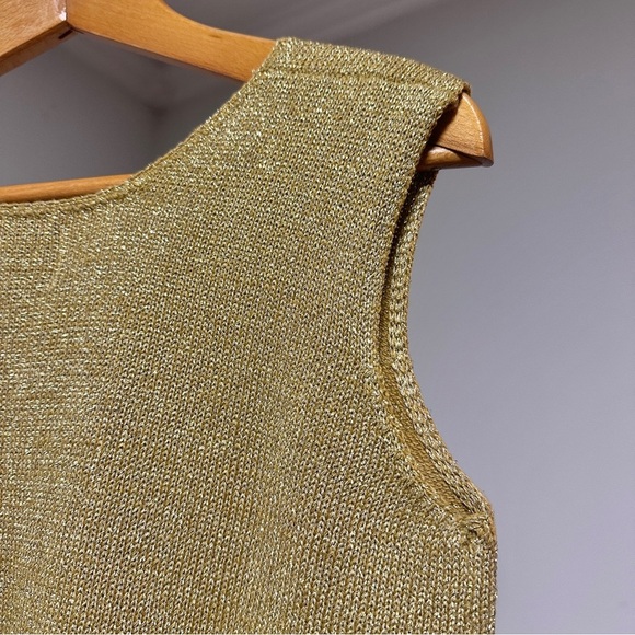 Vintage Fia Italia Handloomed Gold Metallic Sweater Vest Women’s Sz Small Preppy - Picture 11 of 14